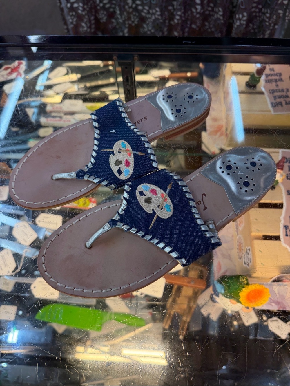 Jack Rogers Painting Sandals Embroidery Whipstitch Women's US 10